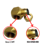 ADAPTADOR FÊMEA 90º PARA FOGÃO GN – GÁS ENCANADO - COOKTOP