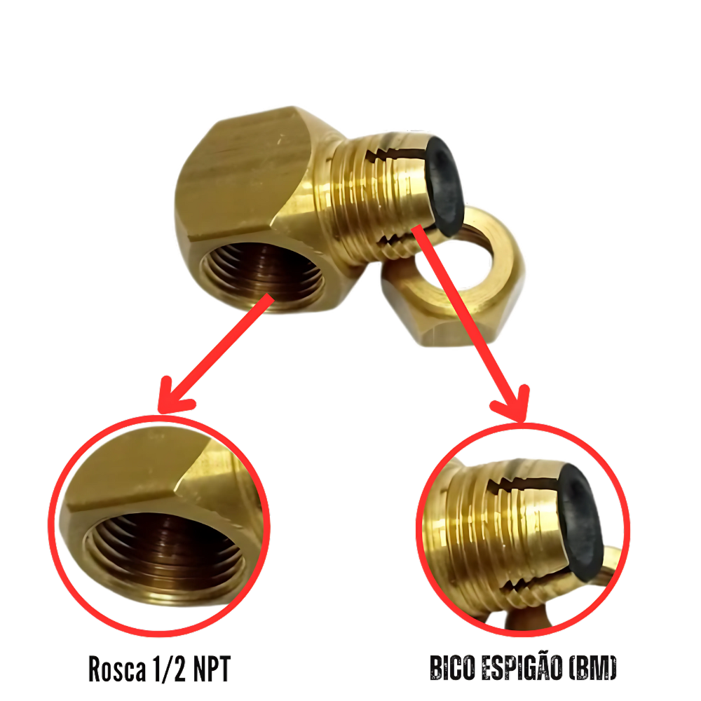 ADAPTADOR FÊMEA 90º PARA FOGÃO GN – GÁS ENCANADO - COOKTOP