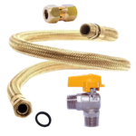KIT MANGUEIRA COBRE NBR 14.177 + ADAPTADOR DE FOGÃO + REGISTRO MACHO